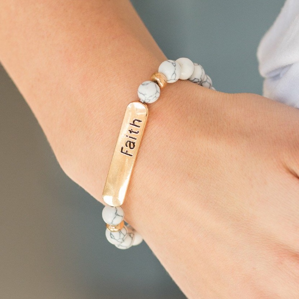 Faith marbled stone bracelet